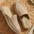 The Nomad Suede Mule in Sand (rubber sole)